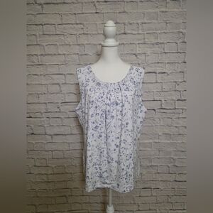 Calvin Klein Gray and White Pleated Tank Top